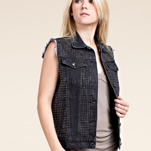 black brand denim vest